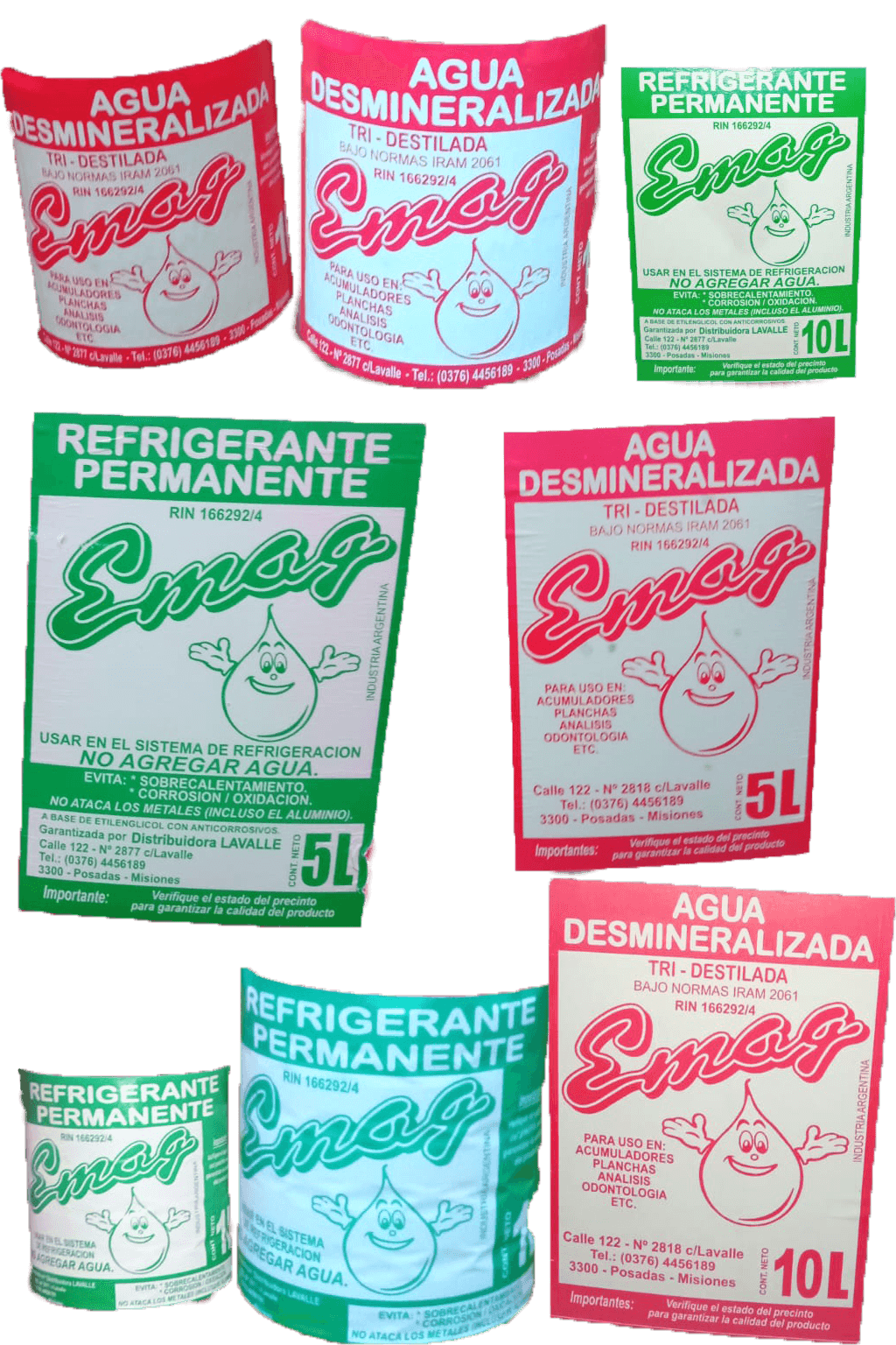 Pliego de etiquetas originales de refrigerante permanente EMAG